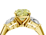 Yellow gold Three-Stone Fancy Yellow Cushion  Diamond Ring with Pear Side Stones in Four-Prong Setting_66