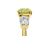 Yellow gold Three-Stone Fancy Yellow Cushion  Diamond Ring with Pear Side Stones in Four-Prong Setting_67