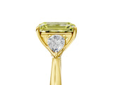 Yellow gold Three-Stone Fancy Yellow Emerald Cut Brilliant Diamond Solitaire Ring with Tapered Band and Four-Prong Setting_11