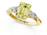 Yellow gold Three-Stone Fancy Yellow Emerald Cut Brilliant Diamond Solitaire Ring with Tapered Band and Four-Prong Setting_7