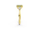 Yellow gold Three-Stone Fancy Yellow Emerald Cut Brilliant Diamond Solitaire Ring with Tapered Band and Four-Prong Setting_8