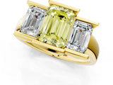 Yellow gold Three Stone Fancy Yellow Emerald Cut Cut Channel Set Diamond Ring_1