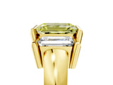 Yellow gold Three Stone Fancy Yellow Emerald Cut Cut Channel Set Diamond Ring_5