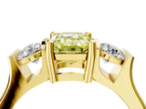 Yellow gold Three-Stone Fancy Yellow Emerald Cut Cut Classic Band Prong Setting Ring_4