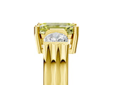 Yellow gold Three-Stone Fancy Yellow Emerald Cut Cut Classic Band Prong Setting Ring_5