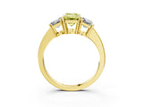 Yellow gold Three-Stone Fancy Yellow Emerald Cut Cut Diamond Engagement Ring with Flat Band and Four-Prong Setting_15