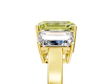 Yellow gold Three-Stone Fancy Yellow Emerald Cut Cut Diamond Engagement Ring with Flat Band and Four-Prong Setting_17