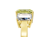 Yellow gold Three-Stone Fancy Yellow Emerald Cut Cut Diamond Engagement Ring with Flat Band and Four-Prong Setting_5