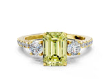 Yellow gold Three-Stone Fancy Yellow Emerald Cut Cut Diamond Pavé Band with Prong Setting_15