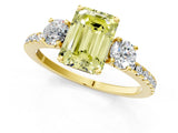 Yellow gold Three-Stone Fancy Yellow Emerald Cut Cut Diamond Pavé Band with Prong Setting_16