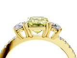 Yellow gold Three-Stone Fancy Yellow Emerald Cut Cut Diamond Pavé Band with Prong Setting_19