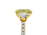 Yellow gold Three-Stone Fancy Yellow Emerald Cut Cut Diamond Pavé Band with Prong Setting_20