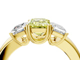 Yellow gold Three-Stone Fancy Yellow Emerald Cut Cut Diamond Ring with Channel Set Band and Four-Prong Setting_28