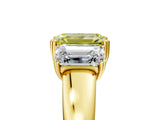 Yellow gold Three-Stone Fancy Yellow Emerald Cut Cut Diamond Ring with Channel Set Band and Four-Prong Setting_29