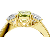 Yellow gold Three-Stone Fancy Yellow Emerald Cut Cut Diamond Ring with Prong Setting and Classic Band_4