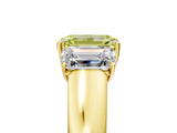 Yellow gold Three-Stone Fancy Yellow Emerald Cut Cut Diamond Ring with Prong Setting and Classic Band_5