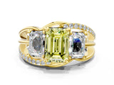 Yellow gold Three-Stone Fancy Yellow Emerald Cut Cut Diamond Split Shank Prong Set Ring