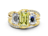 Yellow gold Three-Stone Fancy Yellow Emerald Cut Cut Diamond Split Shank Prong Set Ring_12