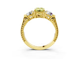 Yellow gold Three-Stone Fancy Yellow Emerald Cut Cut Milgrain Band Prong Setting Ring_3