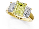Yellow gold Three-Stone Fancy Yellow Emerald Cut Cut Solitaire Ring with Classic Prong Setting_1
