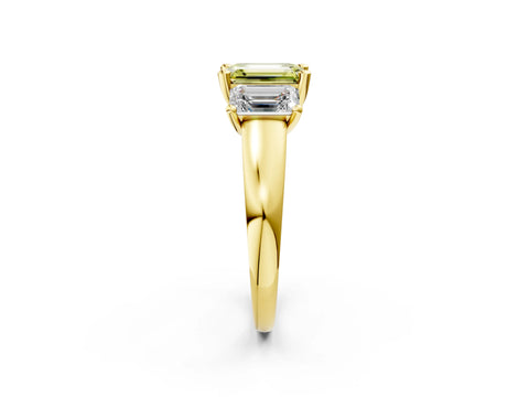 Yellow gold Three-Stone Fancy Yellow Emerald Cut Cut Solitaire Ring with Classic Prong Setting_2
