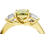 Yellow gold Three-Stone Fancy Yellow Emerald Cut Cut Solitaire Ring with Classic Prong Setting_4