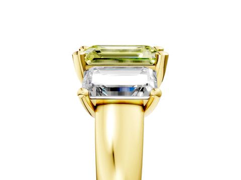 Yellow gold Three-Stone Fancy Yellow Emerald Cut Cut Solitaire Ring with Classic Prong Setting_5