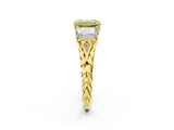 Yellow gold Three-Stone Fancy Yellow Emerald Cut Diamond Braided Band Ring with Four-Prong Setting_95