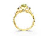 Yellow gold Three-Stone Fancy Yellow Emerald Cut Diamond Braided Band Ring with Four-Prong Setting_96