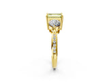 Yellow gold Three-Stone Fancy Yellow Emerald Cut Diamond Channel Set Engagement Ring with Prong Setting_14