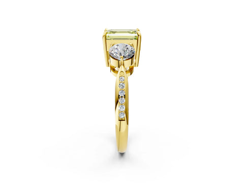Yellow gold Three-Stone Fancy Yellow Emerald Cut Diamond Channel Set Engagement Ring with Prong Setting_14
