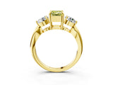 Yellow gold Three-Stone Fancy Yellow Emerald Cut Diamond Channel Set Engagement Ring with Prong Setting_15