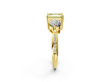 Yellow gold Three-Stone Fancy Yellow Emerald Cut Diamond Channel Set Engagement Ring with Prong Setting_2