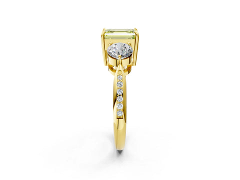Yellow gold Three-Stone Fancy Yellow Emerald Cut Diamond Channel Set Engagement Ring with Prong Setting_2