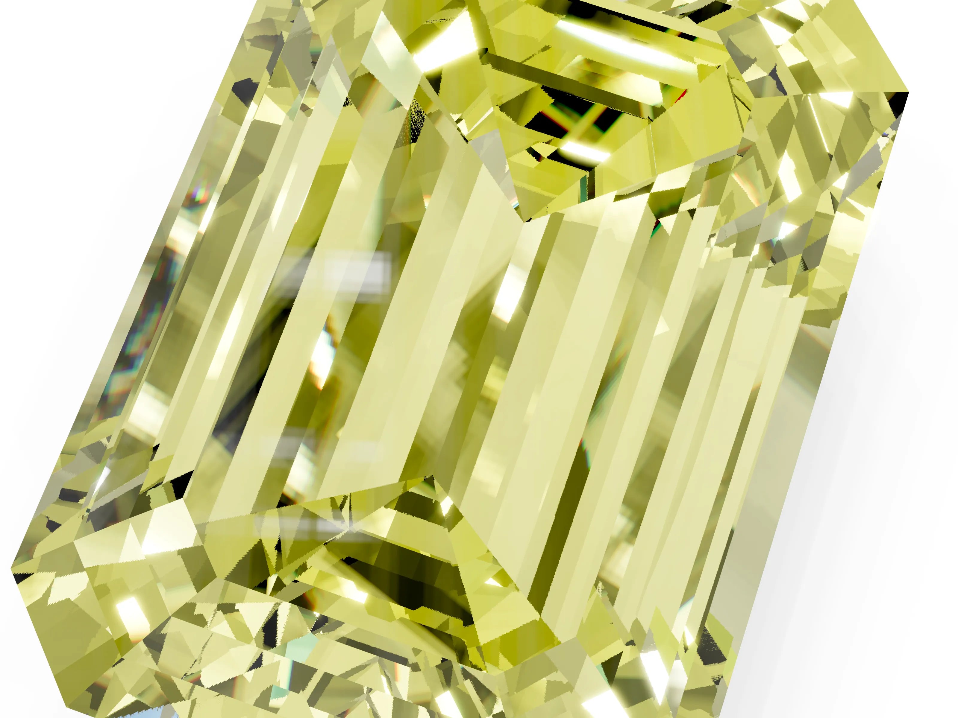 Yellow gold Three-Stone Fancy Yellow Emerald Cut Diamond Engagement Ring with Pave Band and Prong Setting_1