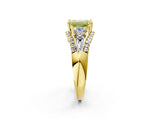 Yellow gold Three-Stone Fancy Yellow Emerald Cut Diamond Engagement Ring with Pave Band and Prong Setting_14