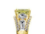 Yellow gold Three-Stone Fancy Yellow Emerald Cut Diamond Engagement Ring with Pave Band and Prong Setting_17