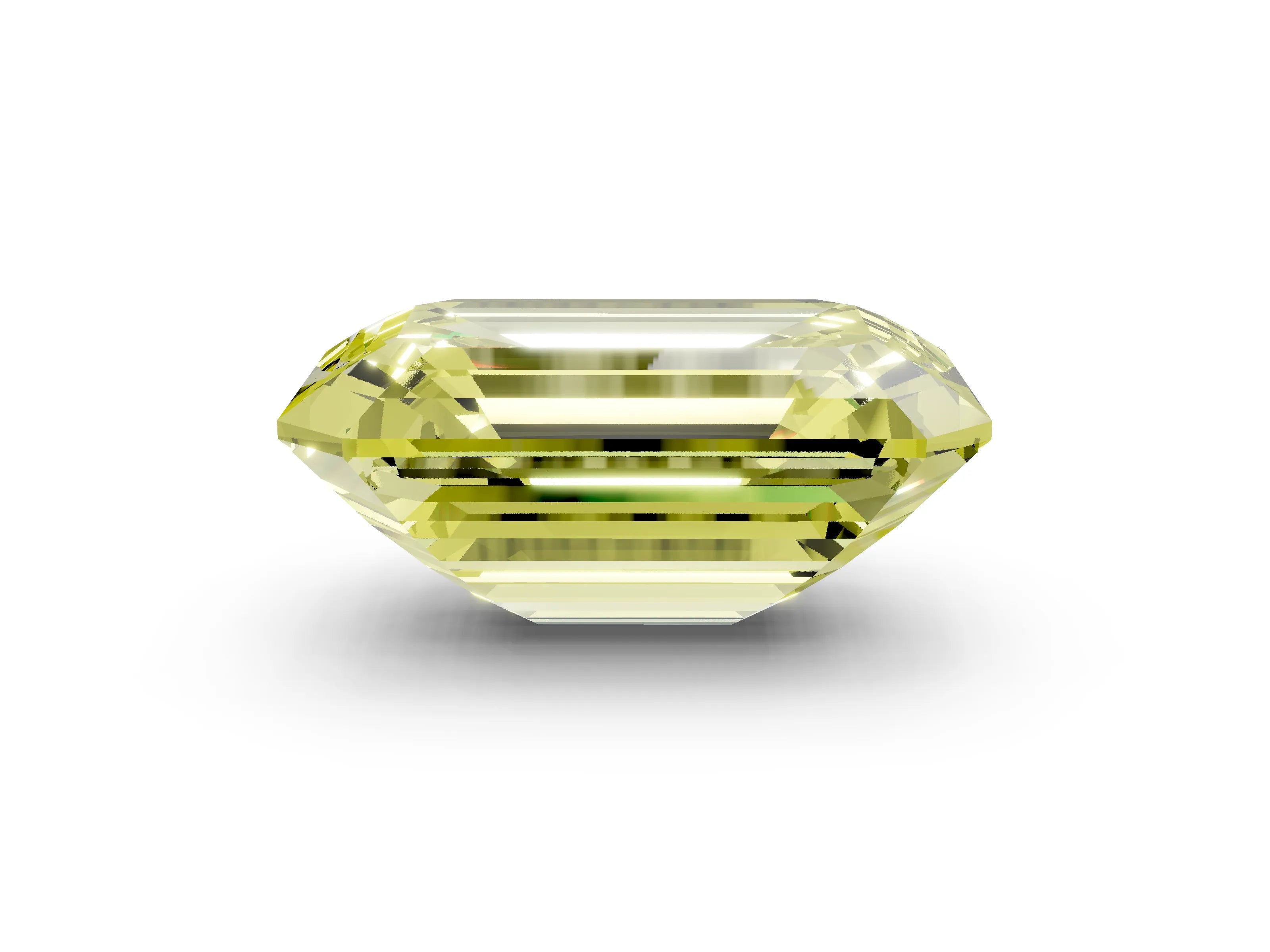 Yellow gold Three-Stone Fancy Yellow Emerald Cut Diamond Engagement Ring with Pave Band and Prong Setting_2