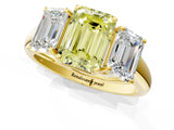 Yellow gold Three-Stone Fancy Yellow Emerald Cut Diamond Engagement Ring with Prong Setting_4