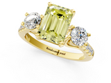 Yellow gold Three-Stone Fancy Yellow Emerald  Cut Diamond Pavé Band with Four-Prong Setting_29