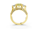 Yellow gold Three-Stone Fancy Yellow Emerald  Cut Diamond Ring with Channel-Set Band and Four-Prong Setting_52