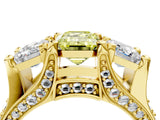 Yellow gold Three-Stone Fancy Yellow Emerald  Cut Diamond Ring with Channel-Set Band and Four-Prong Setting_53
