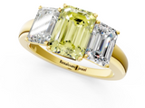 Yellow gold Three-Stone Fancy Yellow Emerald  Cut Diamond Ring with Channel-Set Band and Four-Prong Setting_60