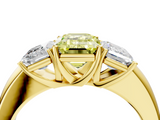Yellow gold Three-Stone Fancy Yellow Emerald  Cut Diamond Ring with Channel-Set Band and Four-Prong Setting_63