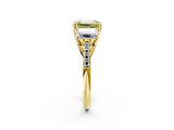 Yellow gold Three-Stone Fancy Yellow Emerald Cut Diamond Ring with Pavé Band and Prong Setting_89