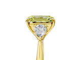 Yellow gold Three-Stone Fancy Yellow Emerald  Cut Diamond Ring with Pear Side Stones in Four-Prong Setting_121