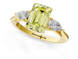 Yellow gold Three-Stone Fancy Yellow Emerald Cut Diamond Ring with Pear  Side Stones in Four-Prong Setting_37