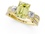 Yellow gold Three-Stone Fancy Yellow Emerald  Cut Diamond Twist Band with Prong Setting_57