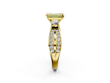 Yellow gold Three-Stone Fancy Yellow Emerald  Cut Diamond Twist Band with Prong Setting_58