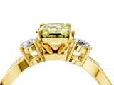 Yellow gold Three-Stone Fancy Yellow Emerald  Cut Diamond Twist Band with Prong Setting_60